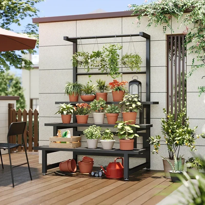 Outdoor Furniture Black - رف عرض مصنع متدرج ، رف