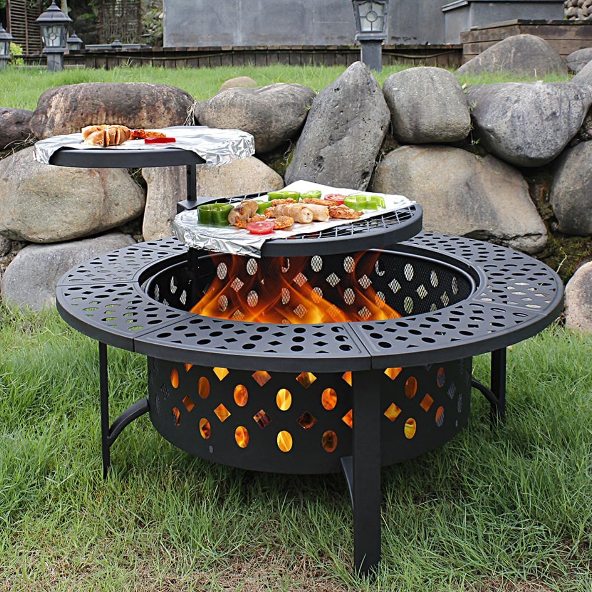 Outdoor Furniture Fire Pit - طاولة حفرة نار خشبية كبيرة الحجم