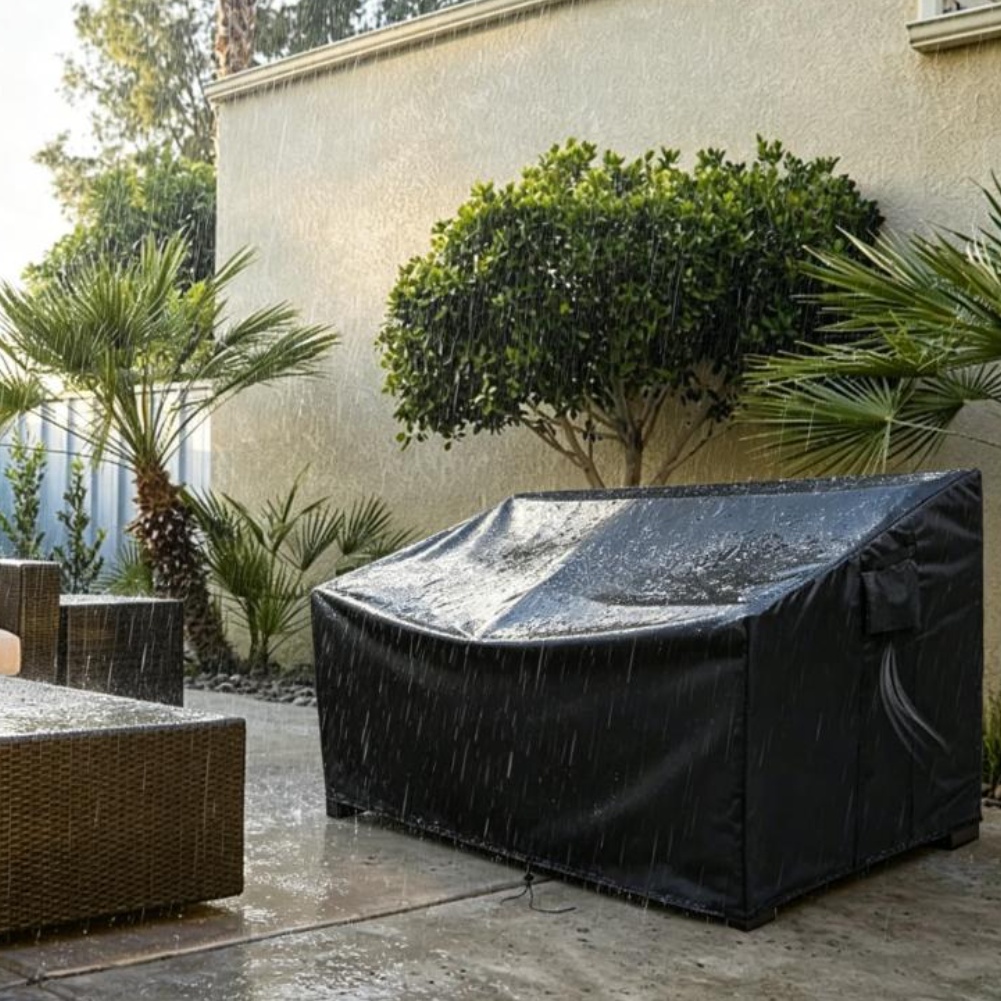 Outdoor Furniture Black - غطاء أريكة خارجي متين مقاوم للماء،