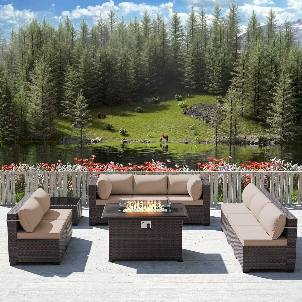 Outdoor Furniture Set With Fire Pit - -مجموعة أثاث الفناء مع طاولة حفرة
