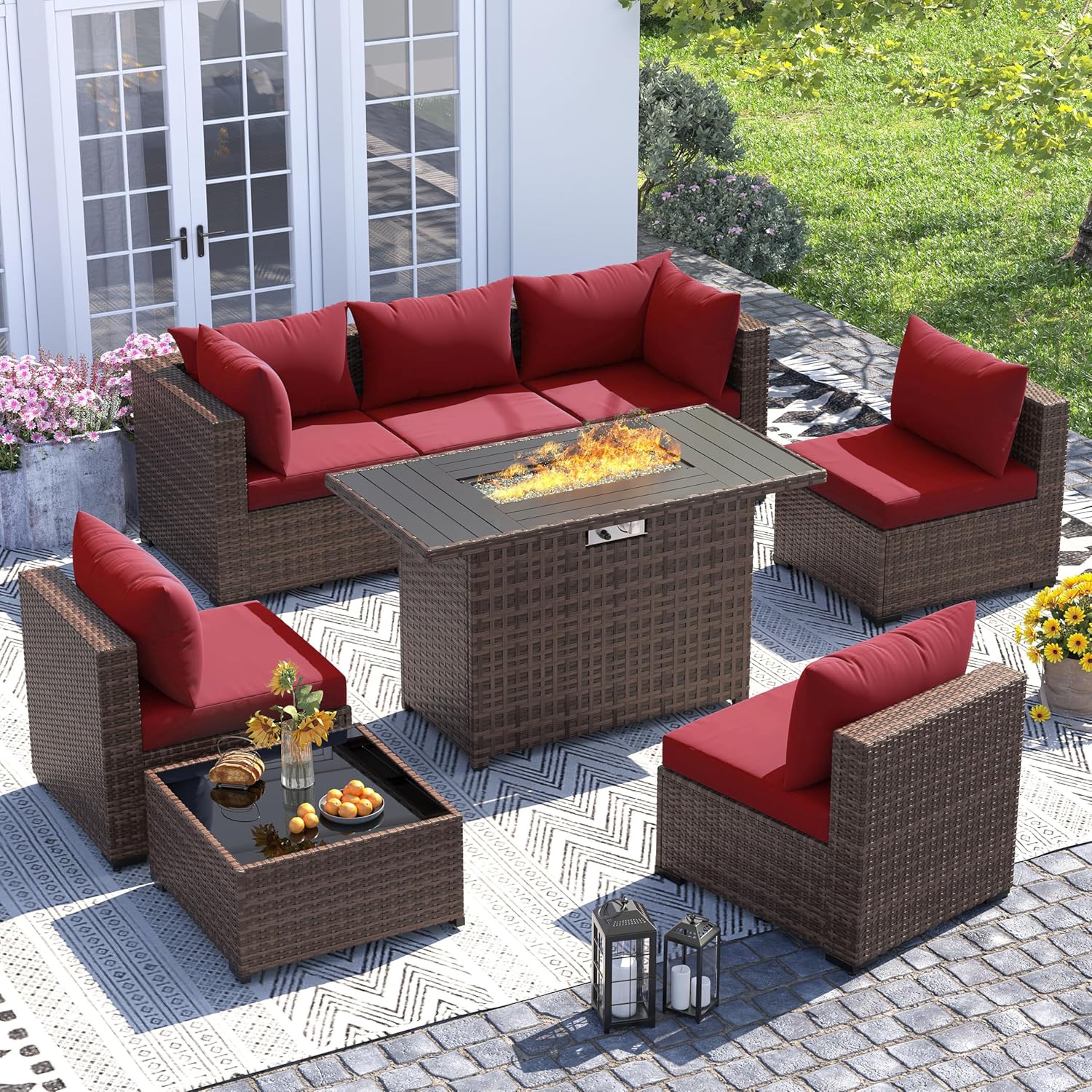 Outdoor Furniture Fire Pit - طقم أريكة من 8 قطع مصنوع