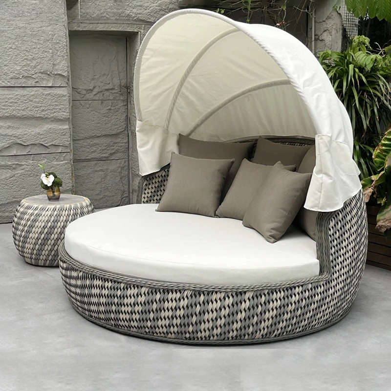 Rattan Lounge Set - سرير نهاري، مقاوم للأشعة فوق البنفسجية