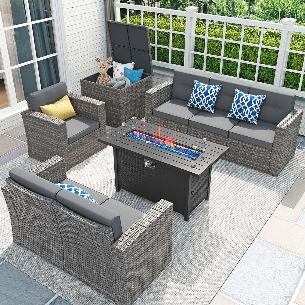 Outdoor Furniture Fire Pit - طقم أثاث فناء من 8 قطع