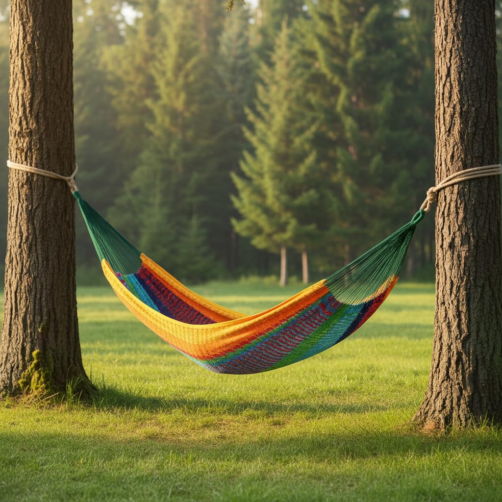 Outdoor Furniture Green - أرجوحة مزدوجة مخططة باللون الأخضر والأحمر