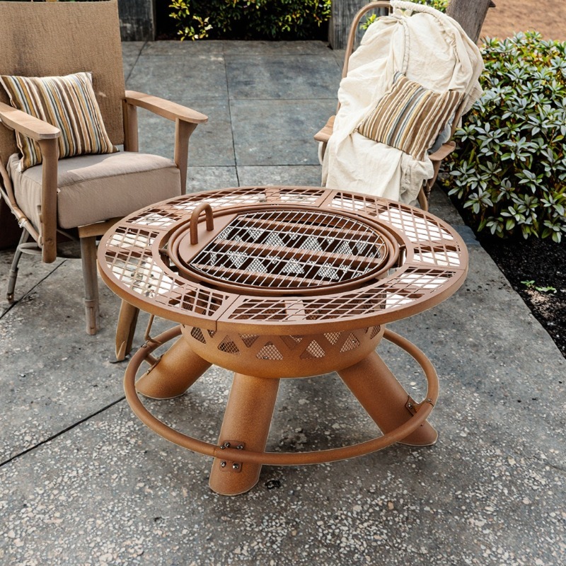 Outdoor Furniture Set With Fire Pit - مجموعة شواء وتدفئة خارجية حديثة لعام