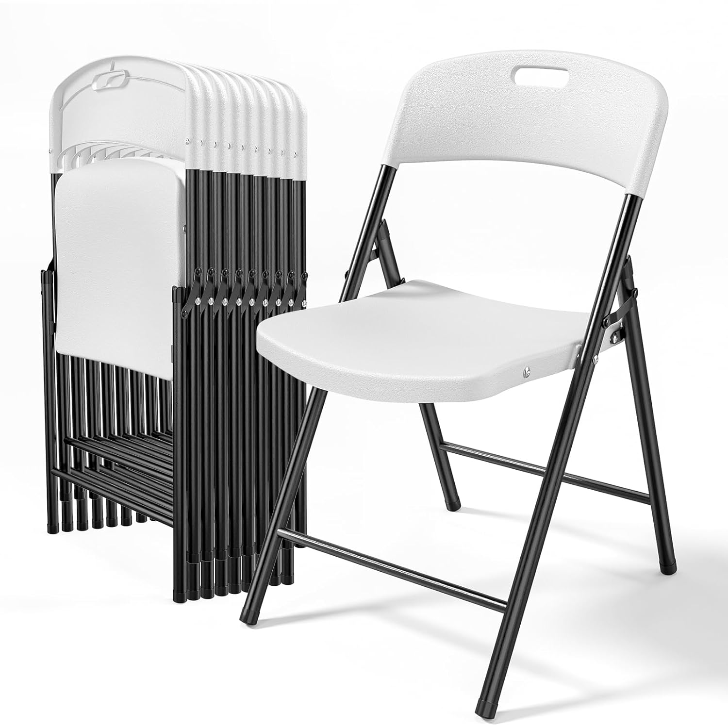 Outdoor Furniture Polywood - مجموعة من 10 كراسي بلاستيكية بيضاء