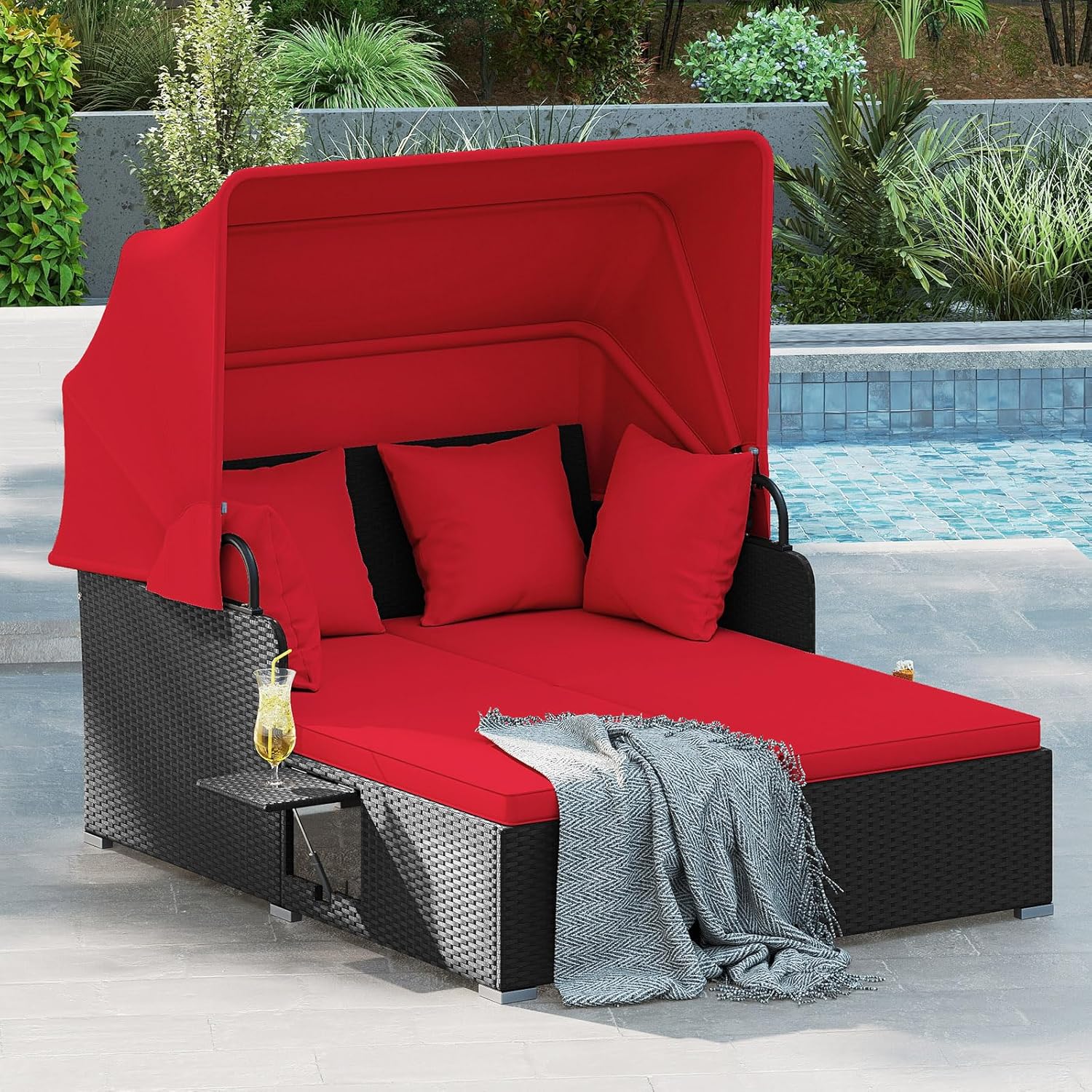 Outdoor Daybed Furniture - سرير نهاري خارجي من الروطان لشخصين