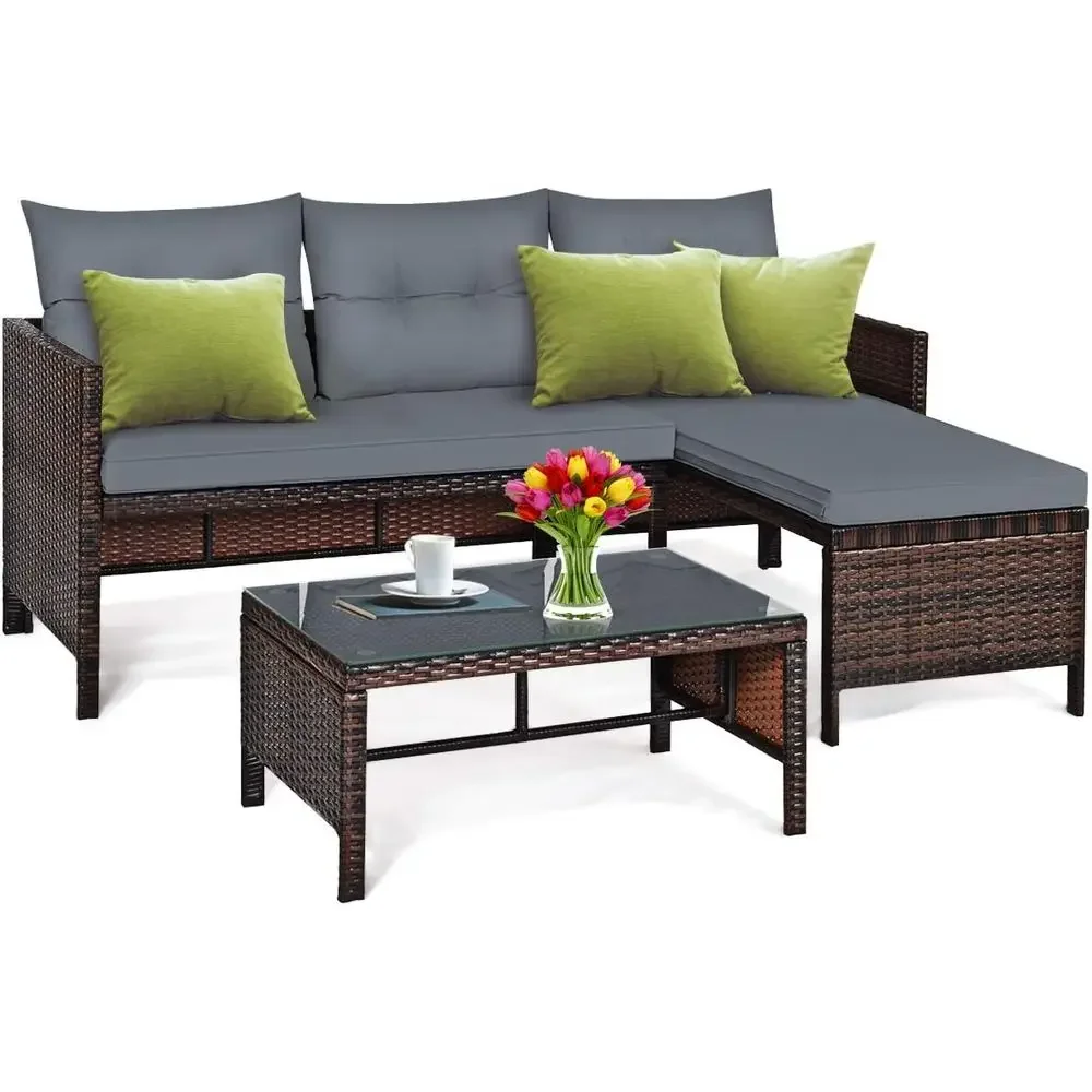 Rattan Lounge Set - طقم أثاث فناء من الخوص مكون