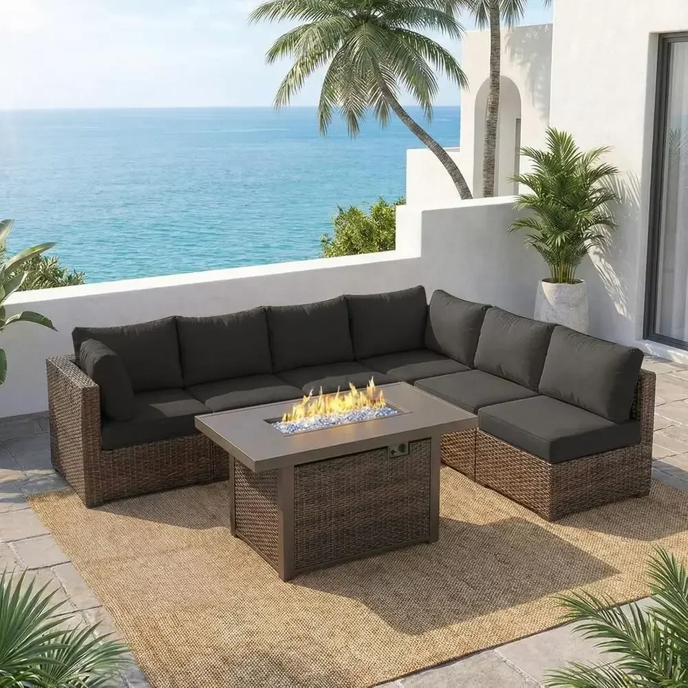 Outdoor Furniture Fire Pit - طقم أثاث خارجي مكون من 7
