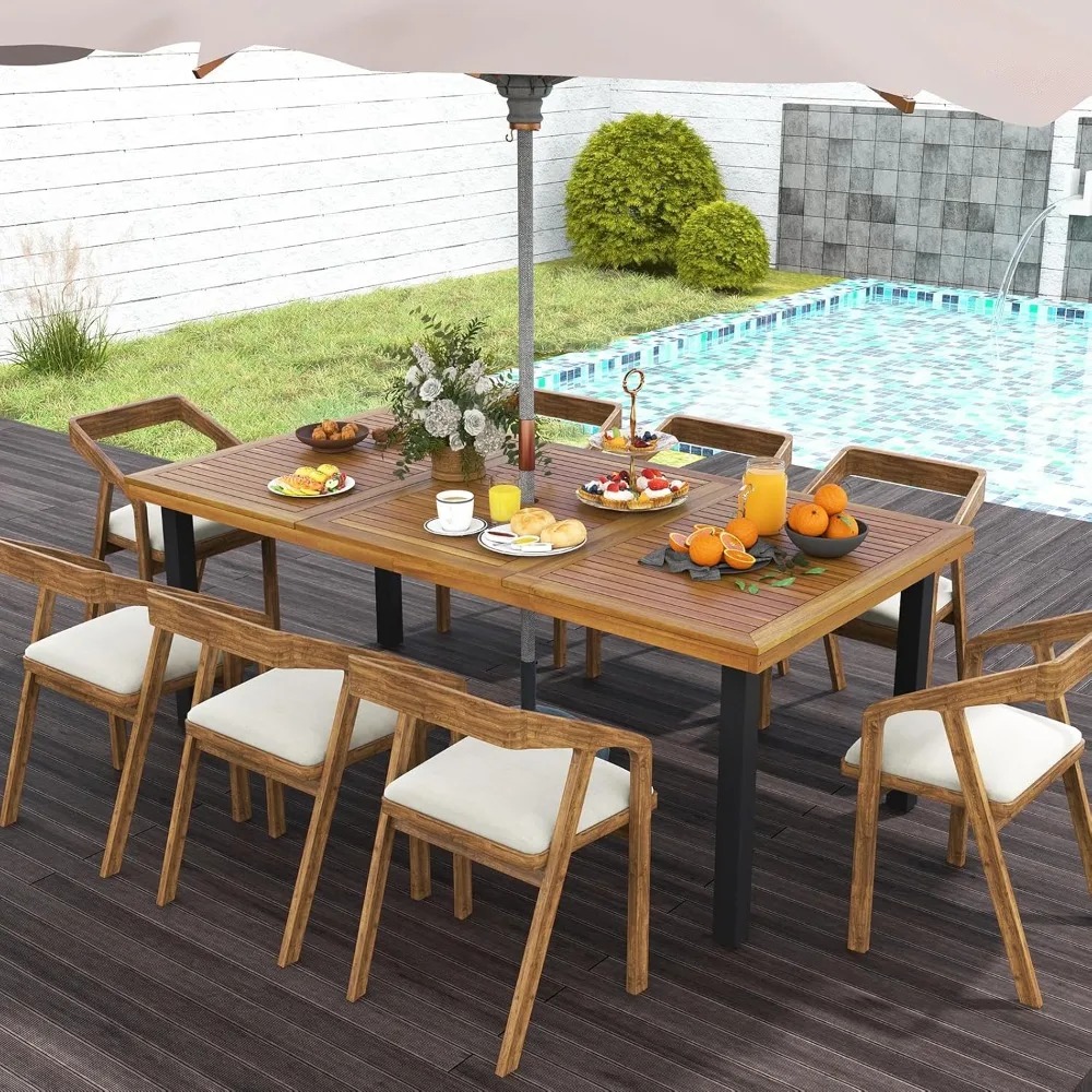 Outdoor Furniture Green - طاولة طعام خارجية من خشب الأكاسيا
