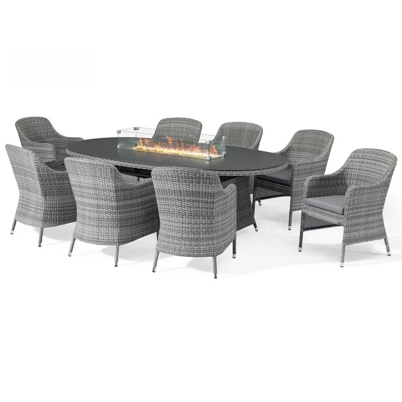 طقم أثاث خارجي حديث من الراتان - مراجعة Outdoor Furniture Set With Fire Pit وسعره