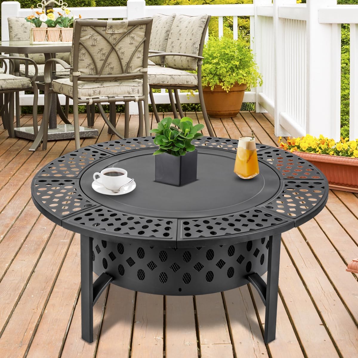 طاولة حفرة نار خشبية كبيرة الح - مراجعة Outdoor Furniture Fire Pit وسعره