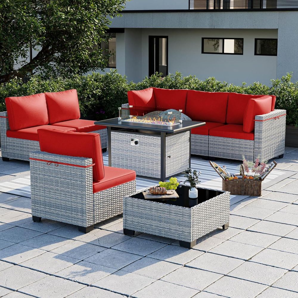 طقم أثاث خارجي مكون من 8 قطع م - مراجعة Outdoor Furniture Set With Fire Pit وسعره