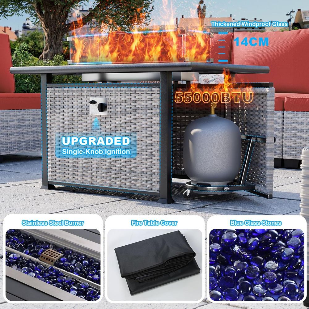 طقم أثاث خارجي مكون من 8 قطع م - مراجعة Outdoor Furniture Set With Fire Pit وسعره