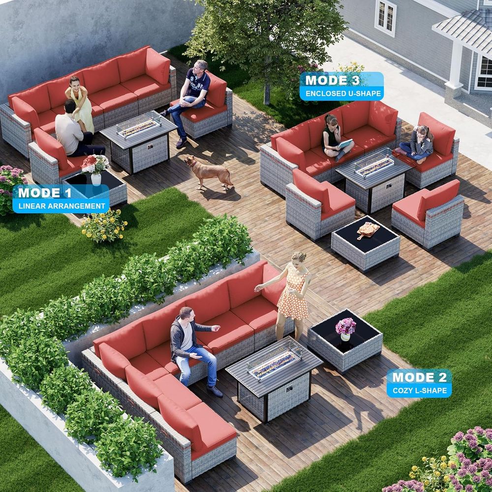 طقم أثاث خارجي مكون من 8 قطع م - مراجعة Outdoor Furniture Set With Fire Pit وسعره
