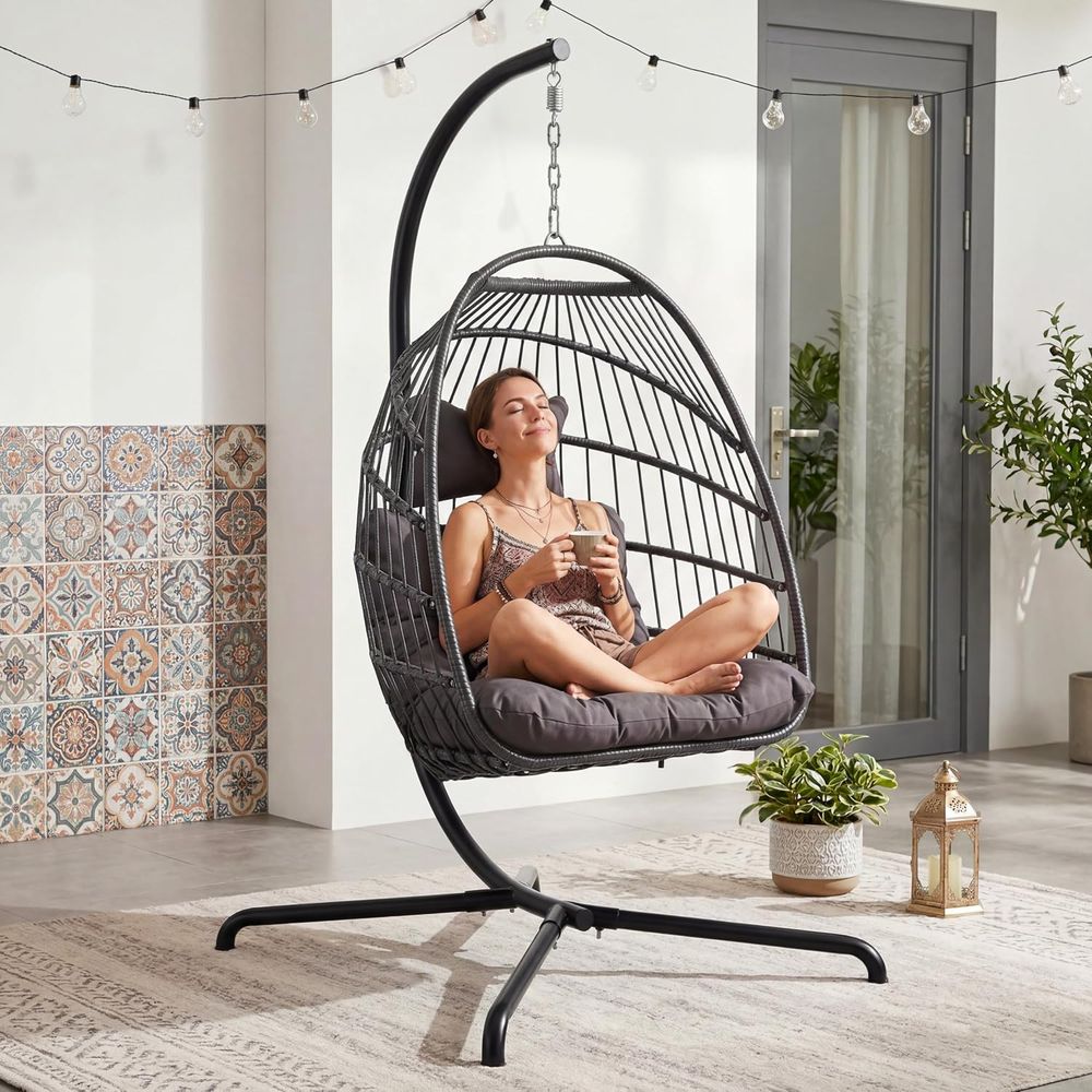 كرسي بيضاوي معلق متين للاستخدا - مراجعة Hanging Egg Chair وسعره