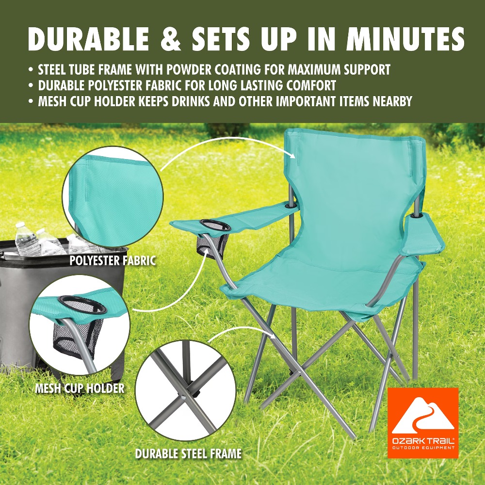 كرسي تخييم قابل للطي مع حامل أ - مراجعة Outdoor Furniture Green وسعره
