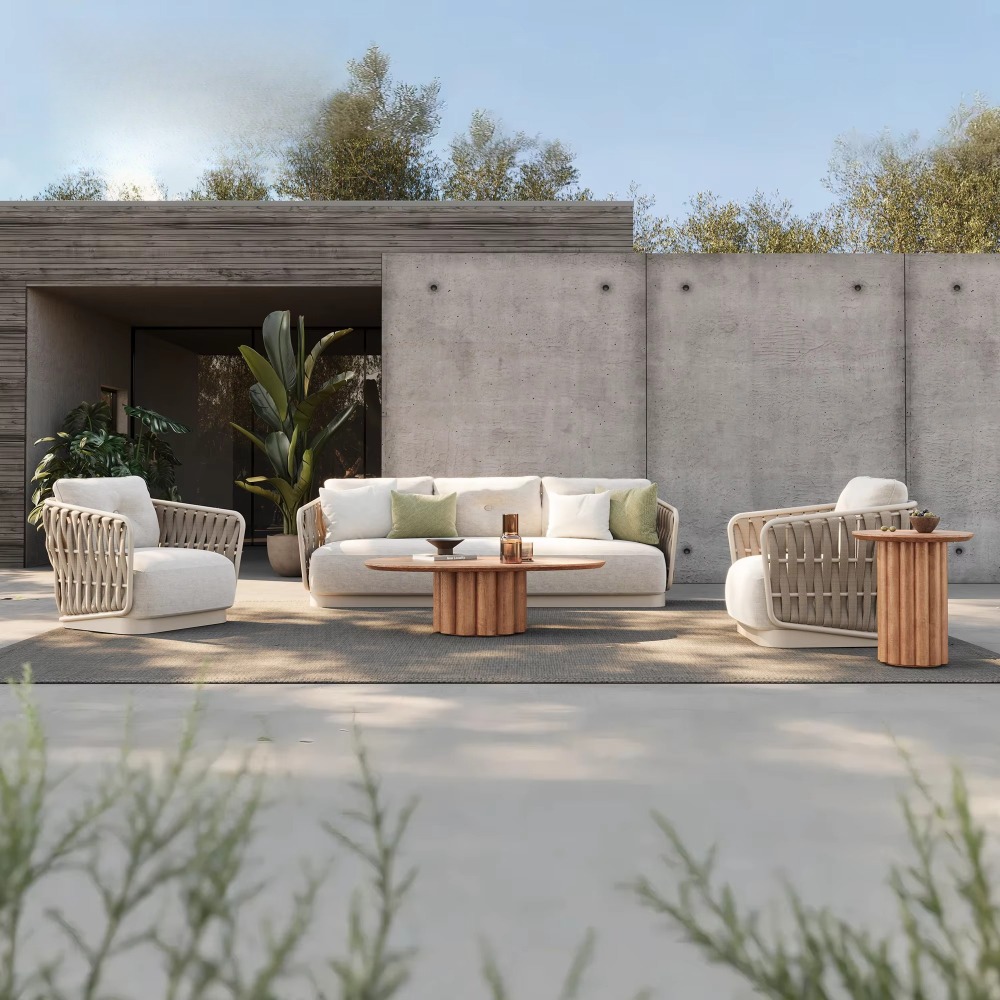 طقم أريكة حديقة فاخر بتصميم حب - مراجعة Rattan Lounge Set وسعره