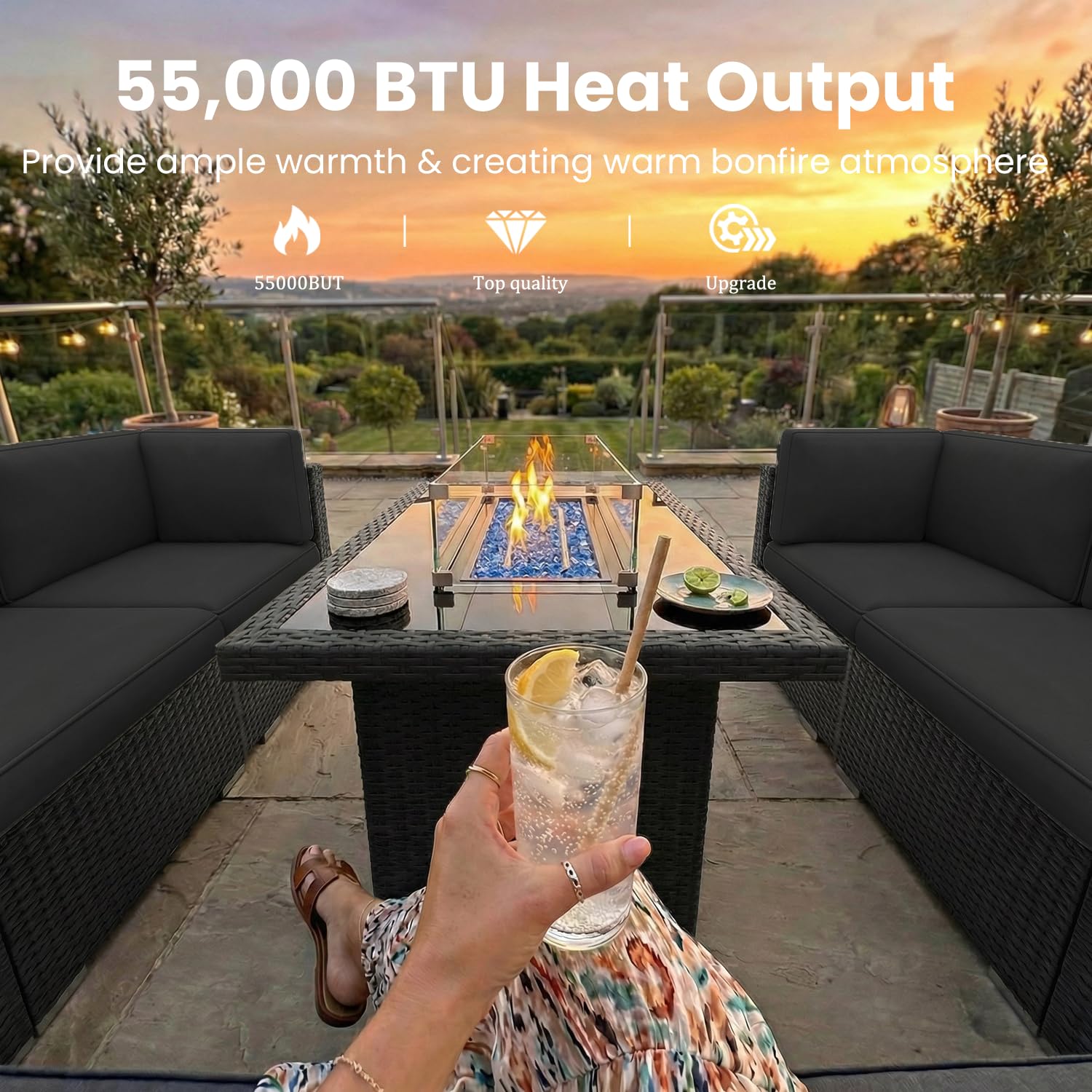 طقم أثاث فناء من 8 قطع مع طاول - مراجعة Outdoor Furniture Fire Pit وسعره