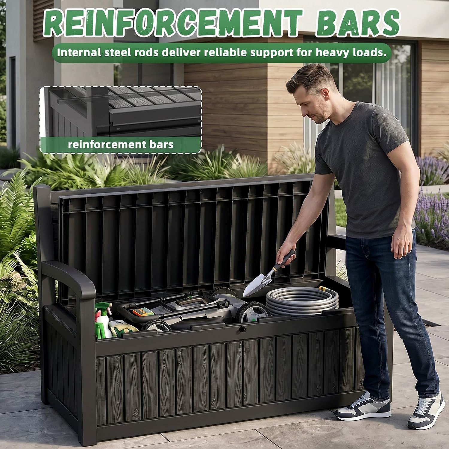 صندوق تخزين خارجي كبير مقاوم ل - مراجعة Outdoor Furniture Black وسعره