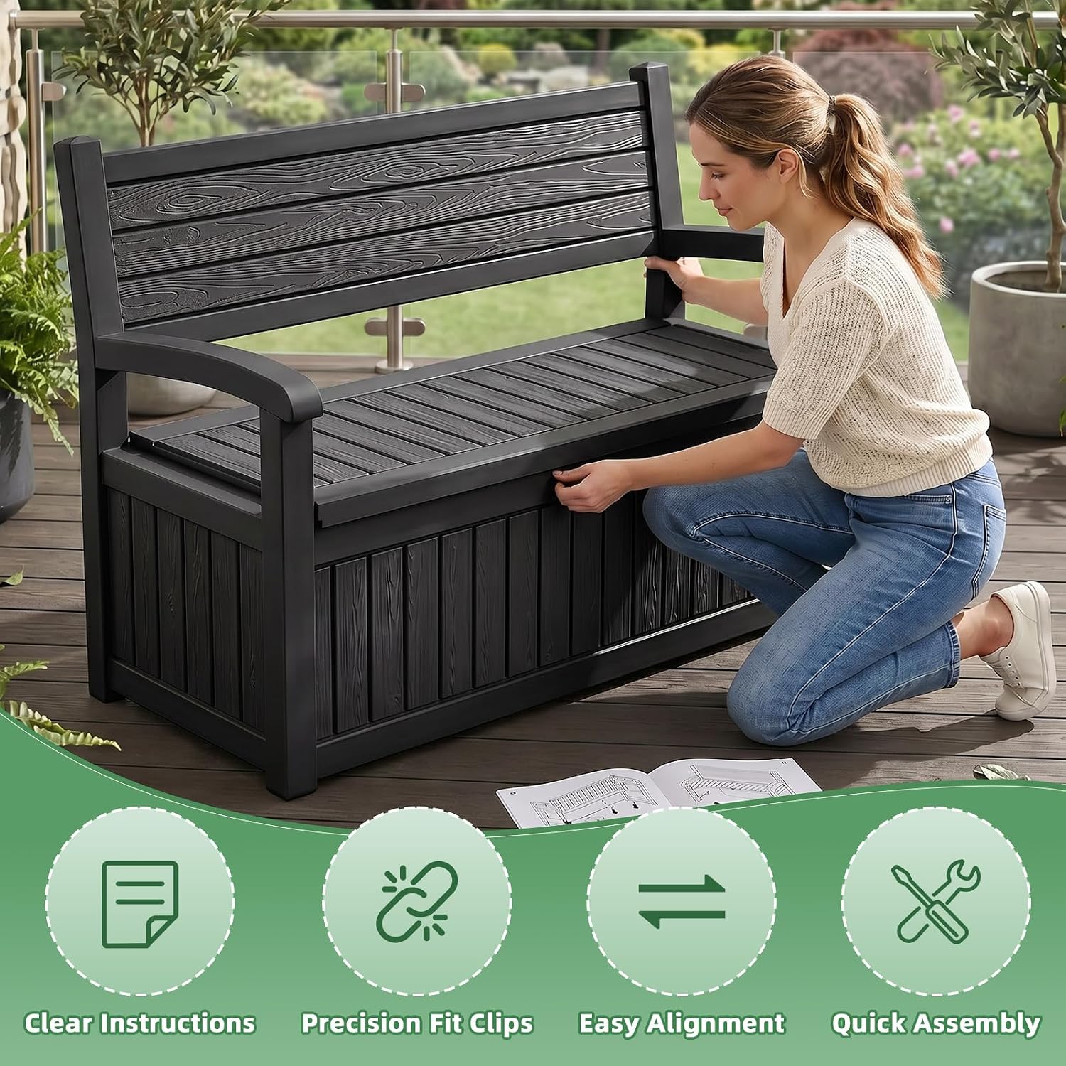 صندوق تخزين خارجي كبير مقاوم ل - مراجعة Outdoor Furniture Black وسعره