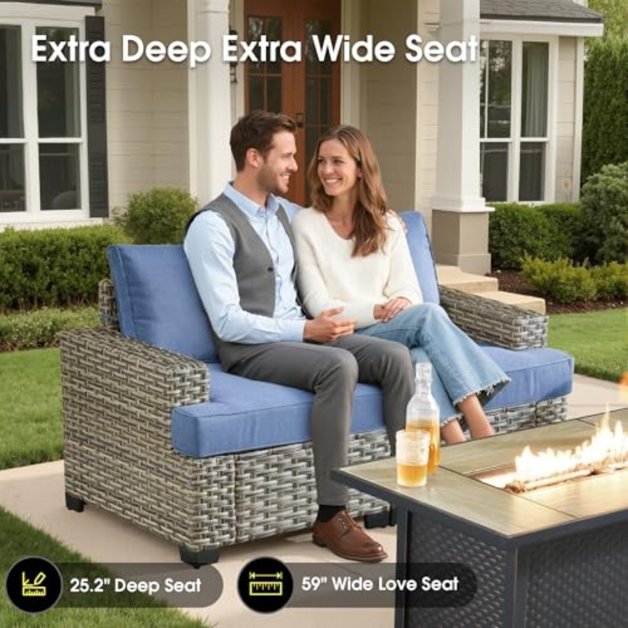 طقم أثاث خارجي مقطعي للشرفة مع - مراجعة Outdoor Furniture Fire Pit وسعره