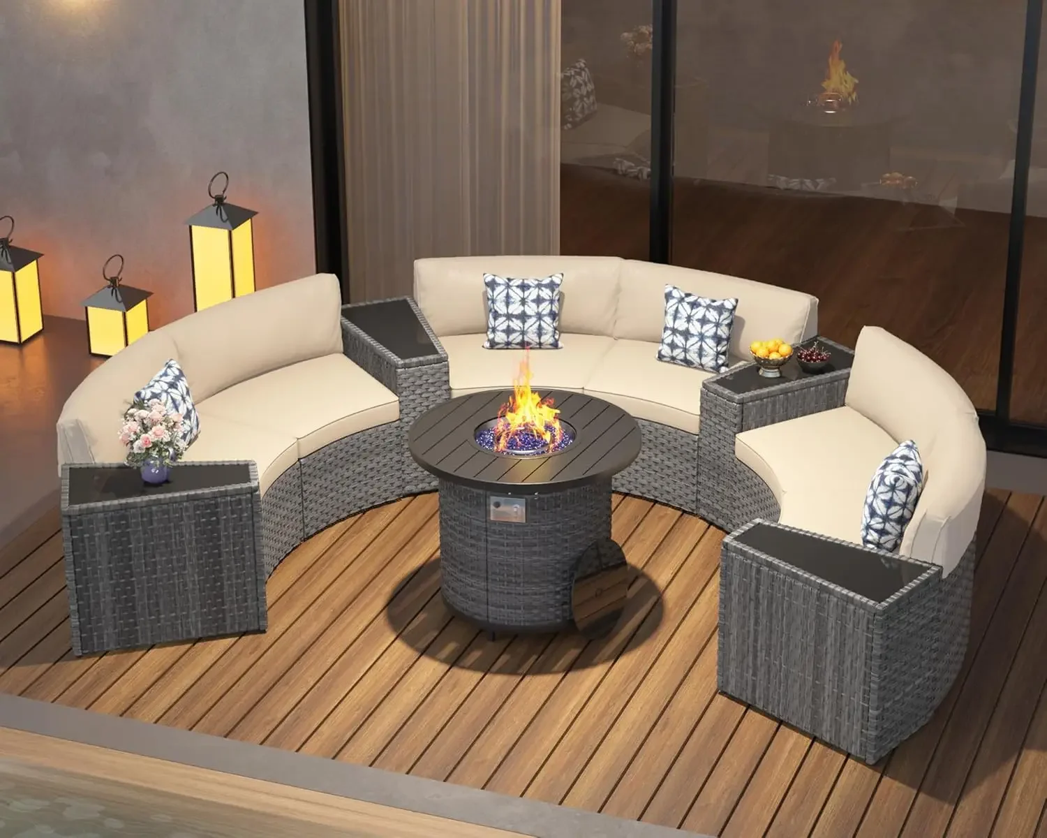 مجموعة أثاث الفناء مع طاولة حف - مراجعة Outdoor Furniture Fire Pit وسعره