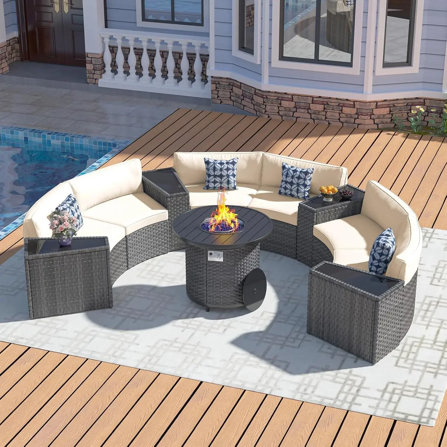 مجموعة أثاث الفناء مع طاولة حف - مراجعة Outdoor Furniture Fire Pit وسعره
