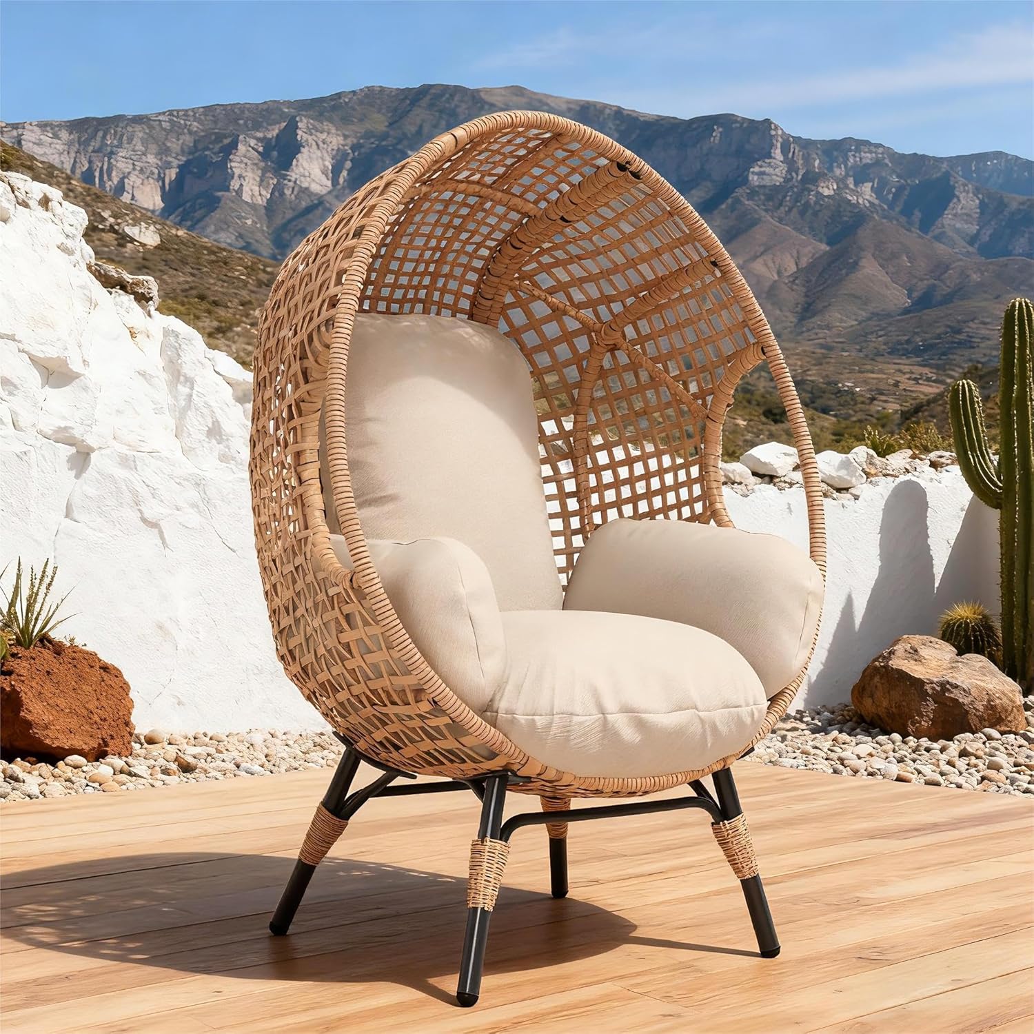 كرسي بيضاوي معلق أنيق بظهر مقو - مراجعة Hanging Egg Chair وسعره