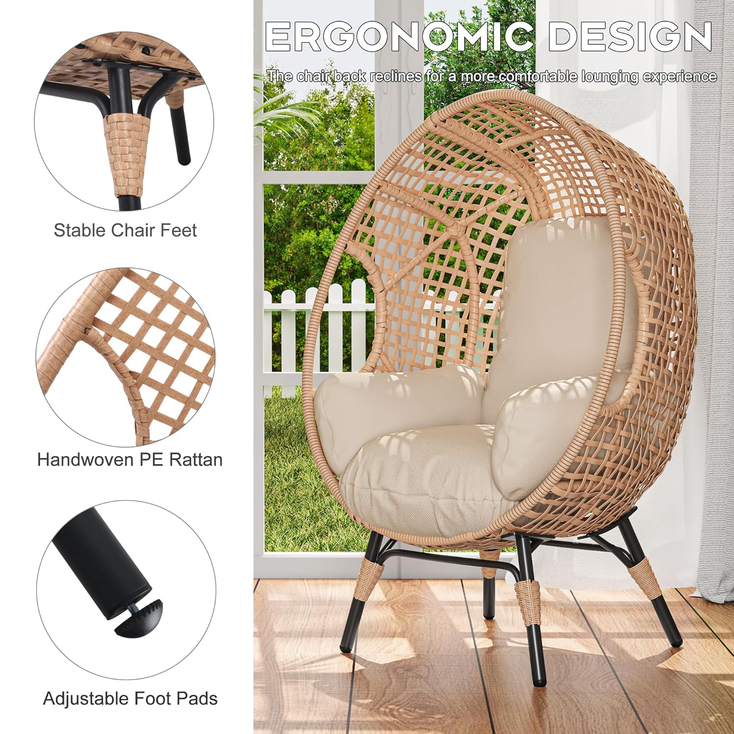 كرسي بيضاوي معلق أنيق بظهر مقو - مراجعة Hanging Egg Chair وسعره
