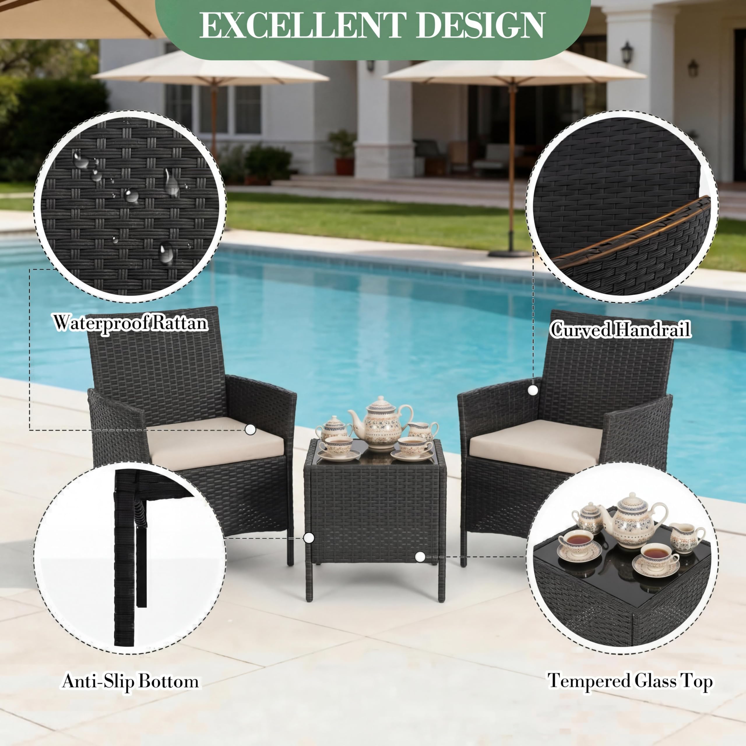 طقم أثاث خارجي من 3 قطع، كرسي  - مراجعة Outdoor Furniture Upholstery وسعره