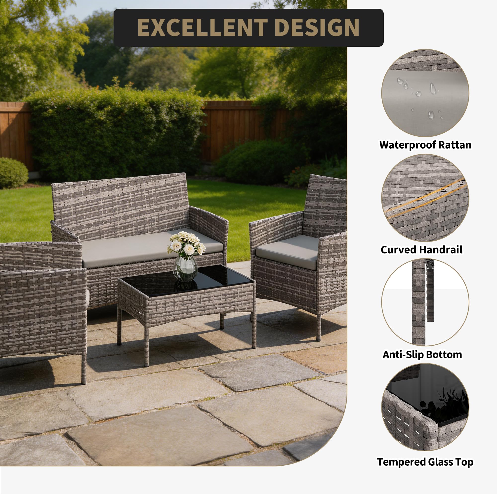 طقم أثاث للفناء مكون من 4 قطع، - مراجعة Outdoor Furniture Hong Kong وسعره