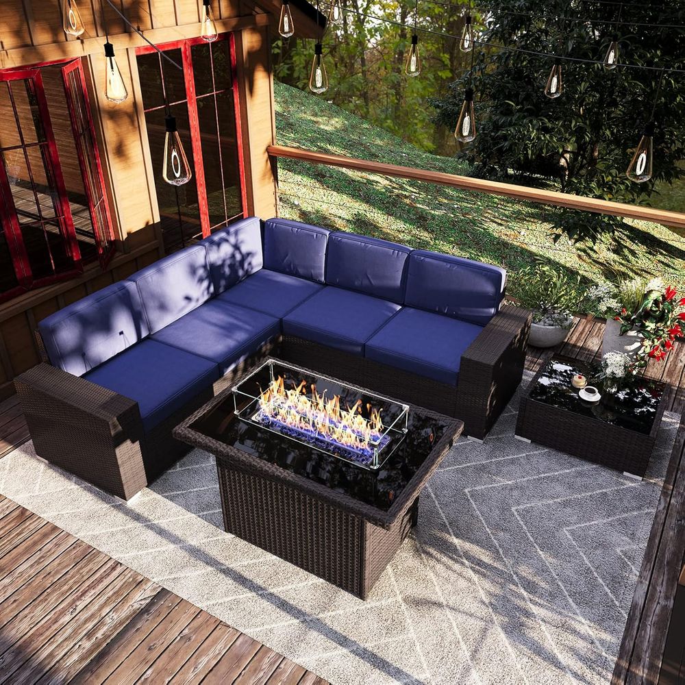 طقم أثاث خارجي مكون من 7 قطع م - مراجعة Outdoor Furniture Set With Fire Pit وسعره