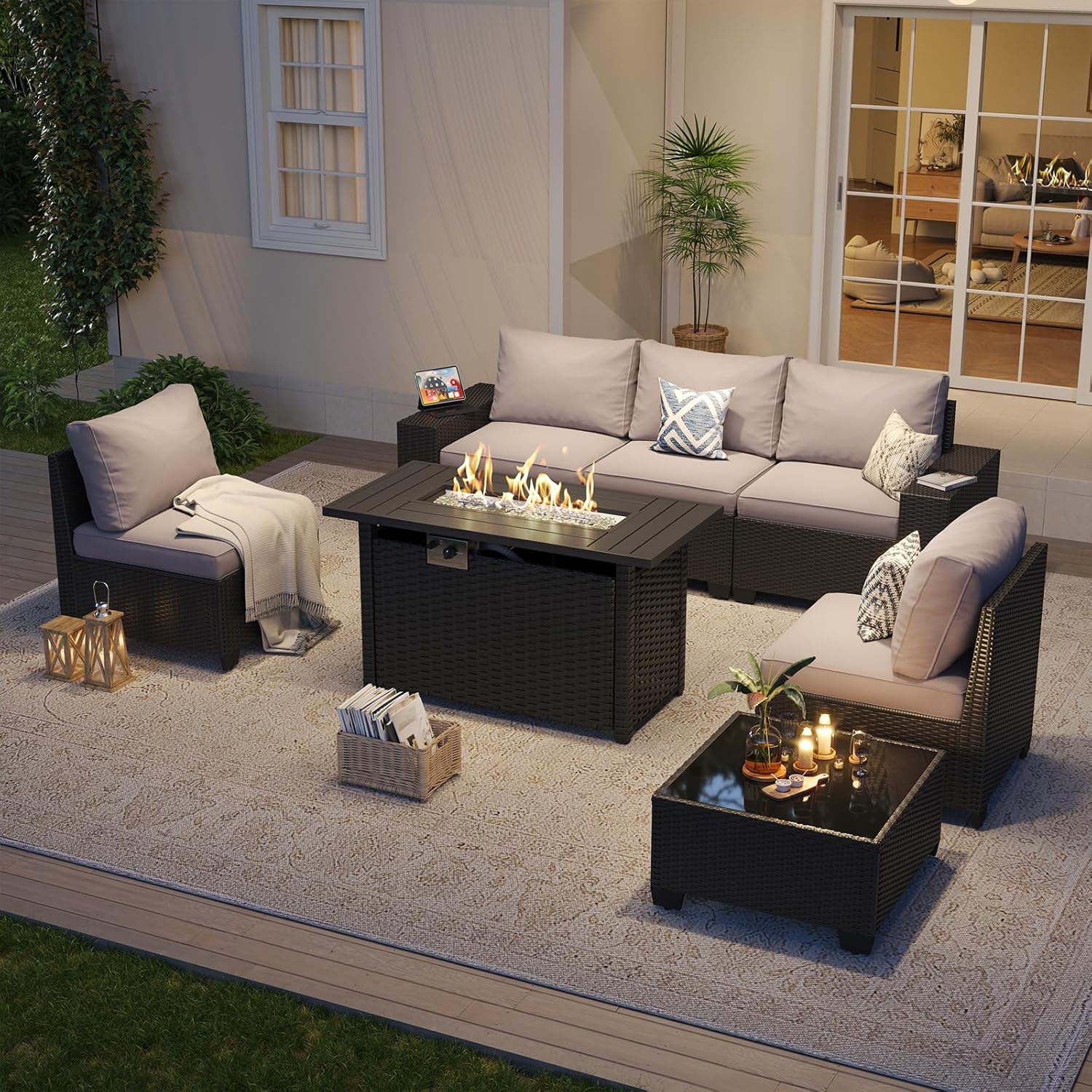 طقم أثاث خارجي للفناء مع طاولة - مراجعة Outdoor Furniture Fire Pit وسعره