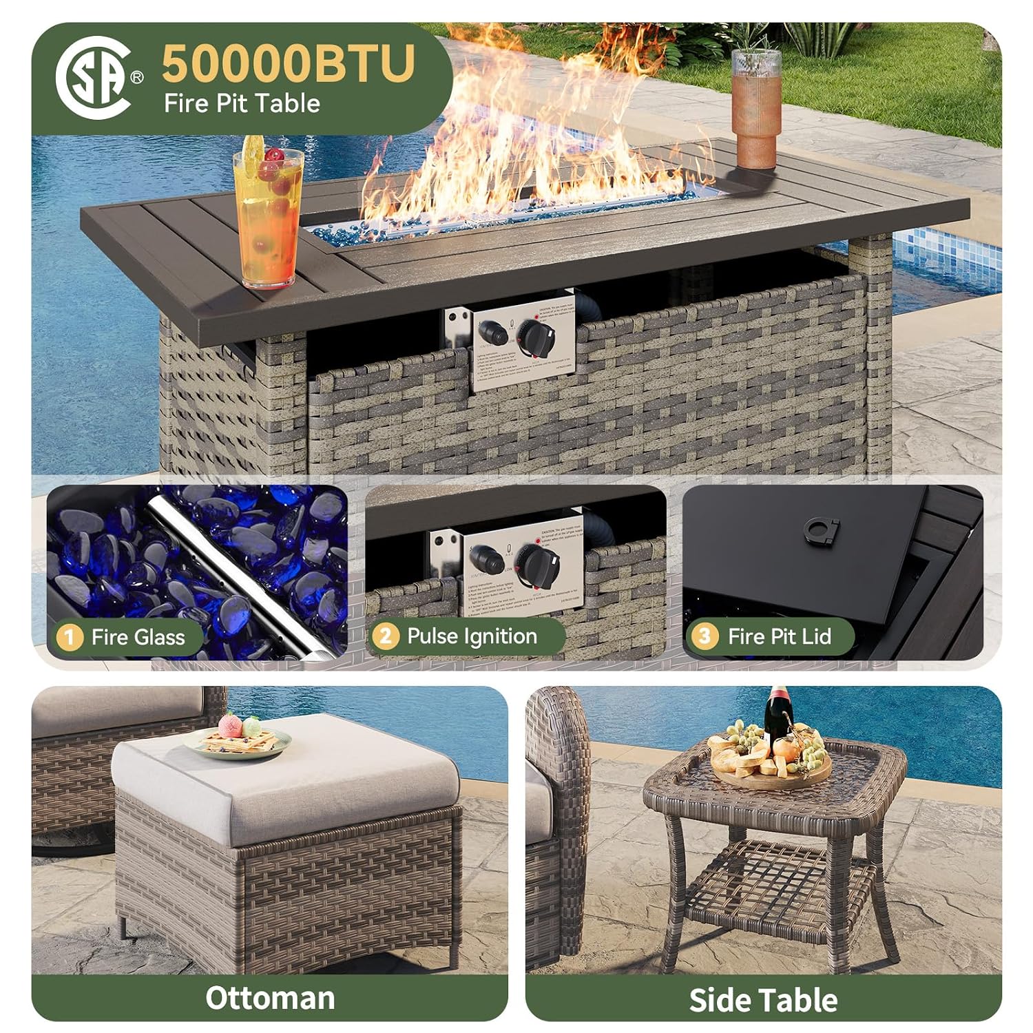 طقم أثاث خارجي من الخوص مكون م - مراجعة Outdoor Furniture Fire Pit وسعره
