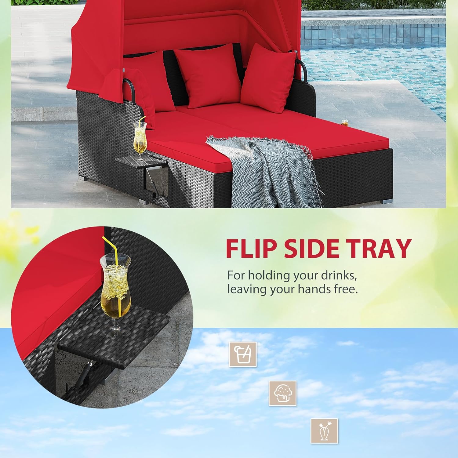سرير نهاري خارجي من الروطان لش - مراجعة Outdoor Daybed Furniture وسعره