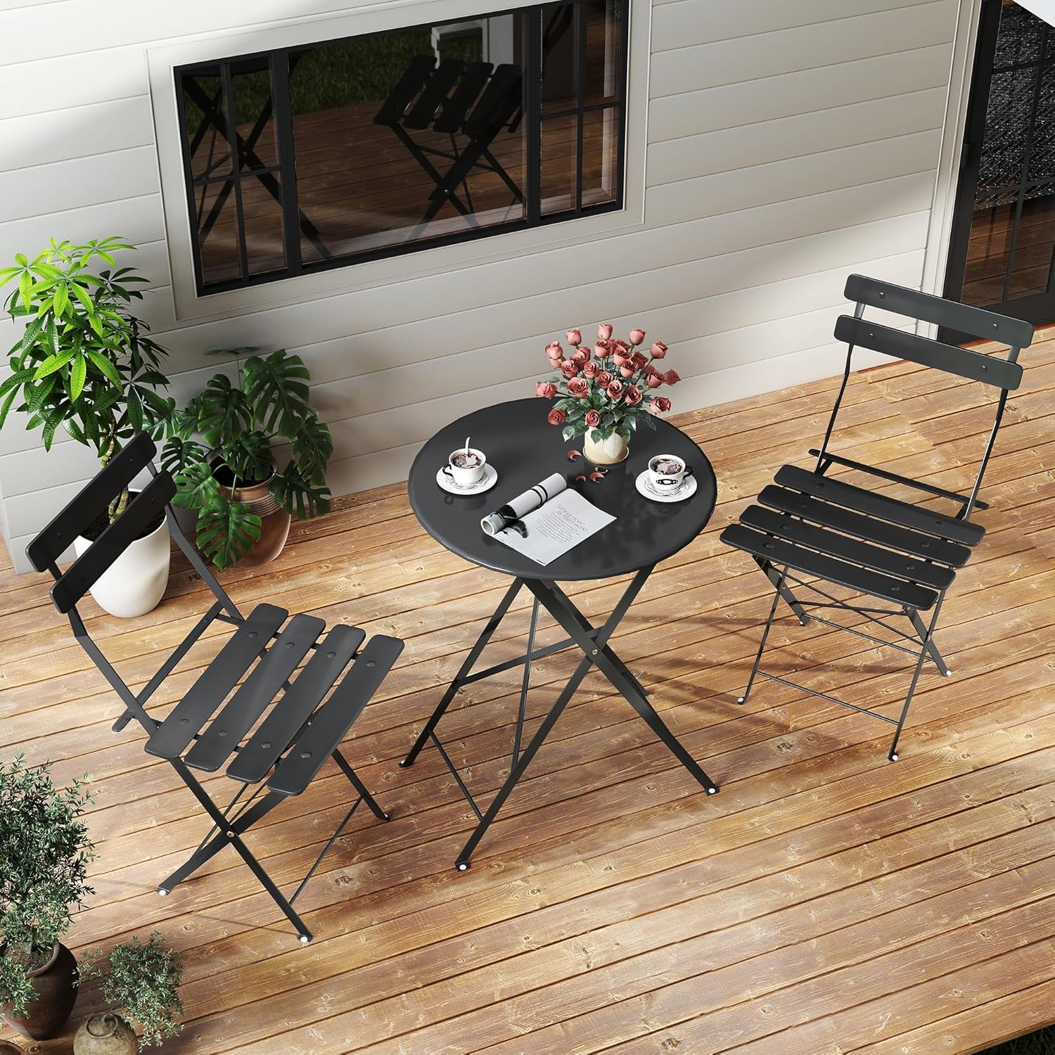 طقم بيسترو خارجي قابل للطي من  - مراجعة Outdoor Furniture Black وسعره