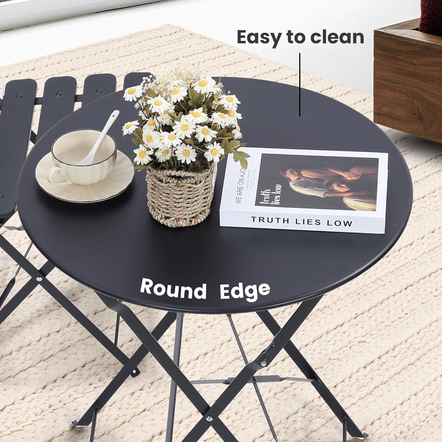 طقم بيسترو خارجي قابل للطي من  - مراجعة Outdoor Furniture Black وسعره