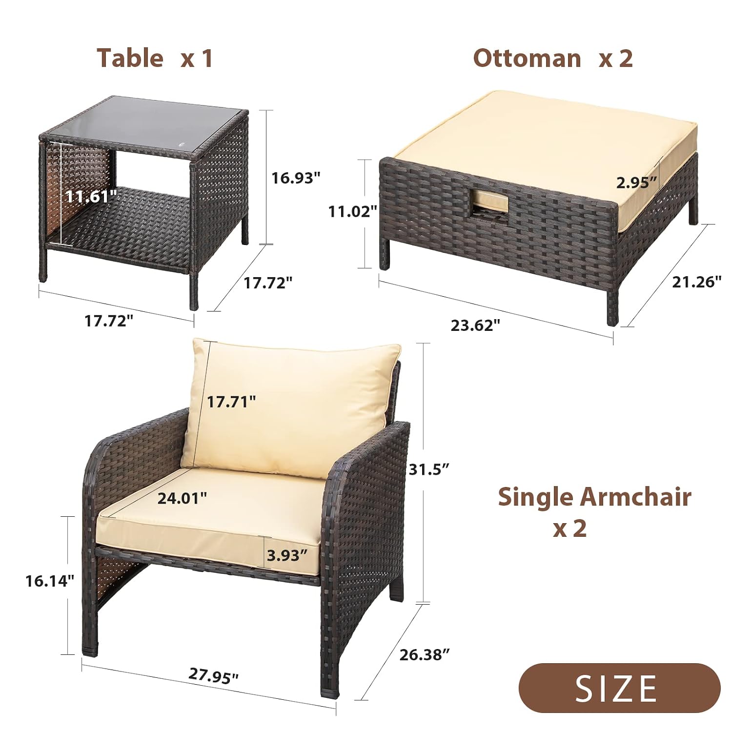 طقم جلوس خارجي من 5 قطع مصنوع  - مراجعة Rattan Lounge Set وسعره