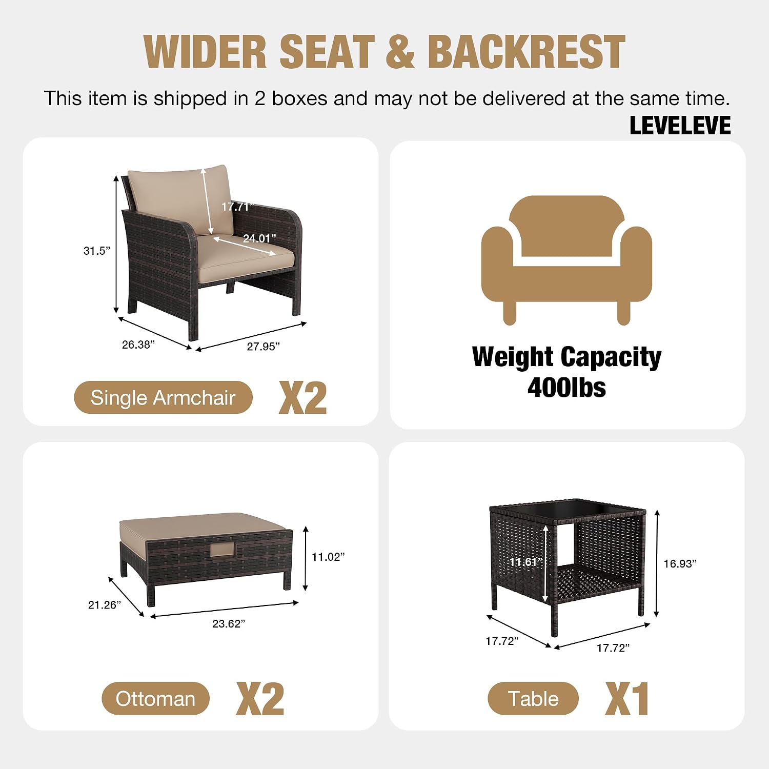 طقم أثاث محادثة خارجي من 5 قطع - مراجعة Rattan Lounge Set وسعره