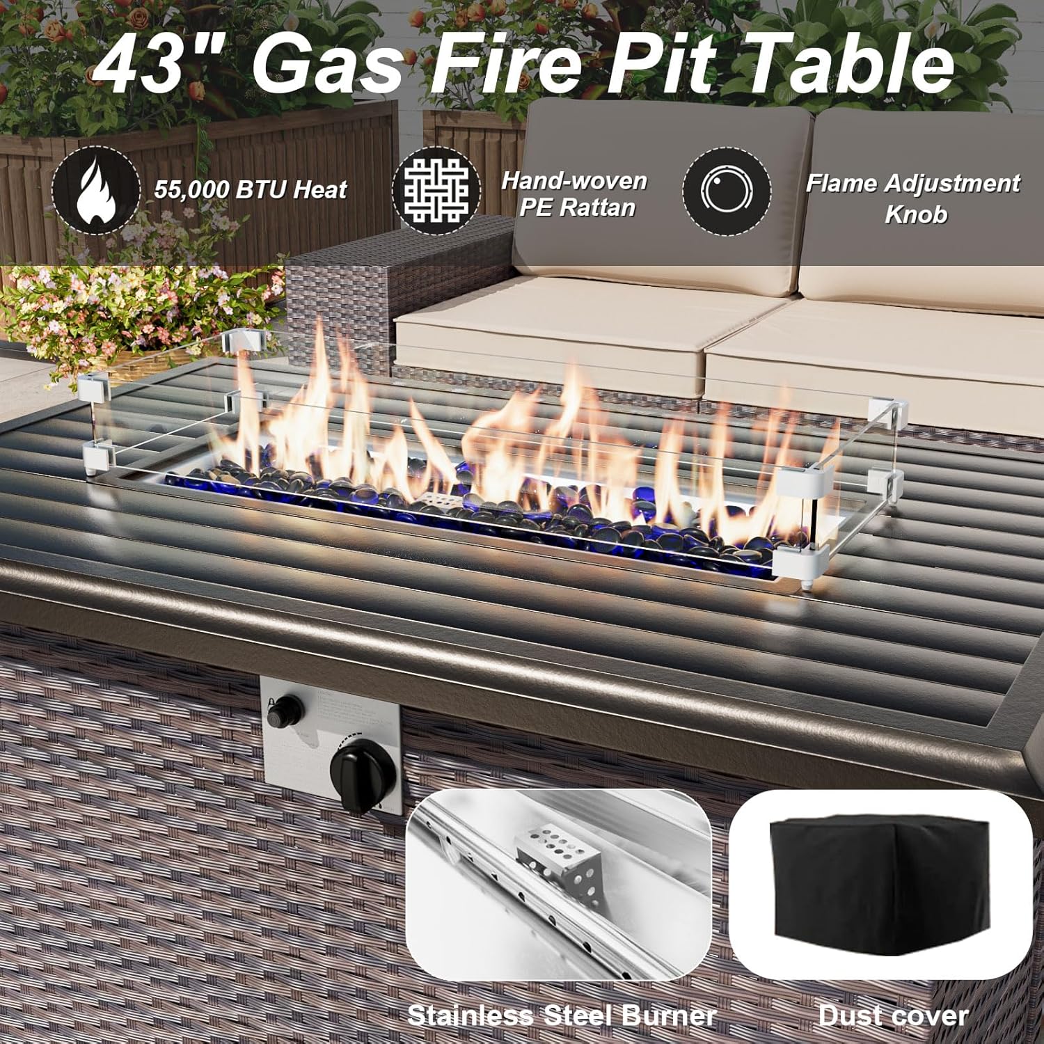 طقم أثاث للفناء مع طاولة موقد  - مراجعة Outdoor Furniture Fire Pit وسعره