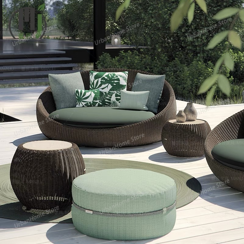 أثاث حدائق عصري، طقم أريكة من  - مراجعة Rattan Lounge Set وسعره